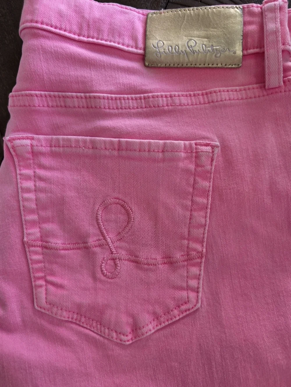 Lilly Pulitzer Worth Straight Leg Jeans Size 8 Pink & Green Frayed Hem Bundle(2) - Picture 3 of 15